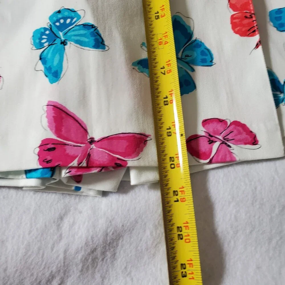 Briggs New York Skort Size 16 White Pink & Blue Butterflies Cotton Spandex - Picture 11 of 16